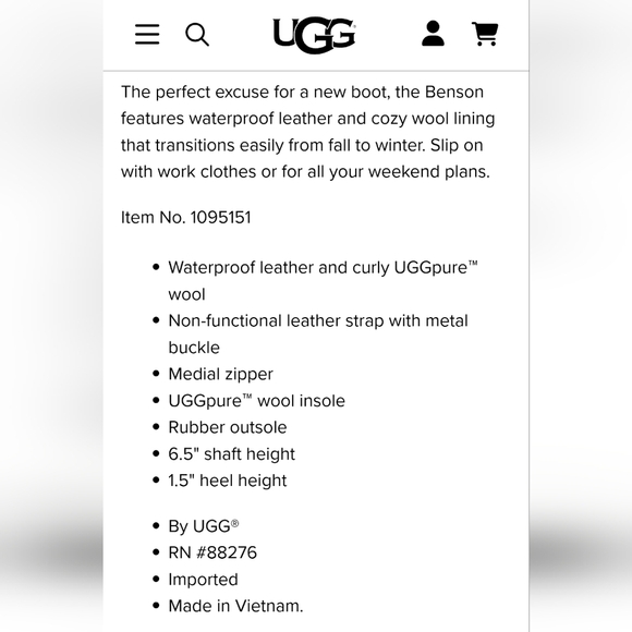 UGG Womens Winter Boots Sz 6.5 Benson Waterproof Wool Lining Distressed Leather - Picture 14 of 14